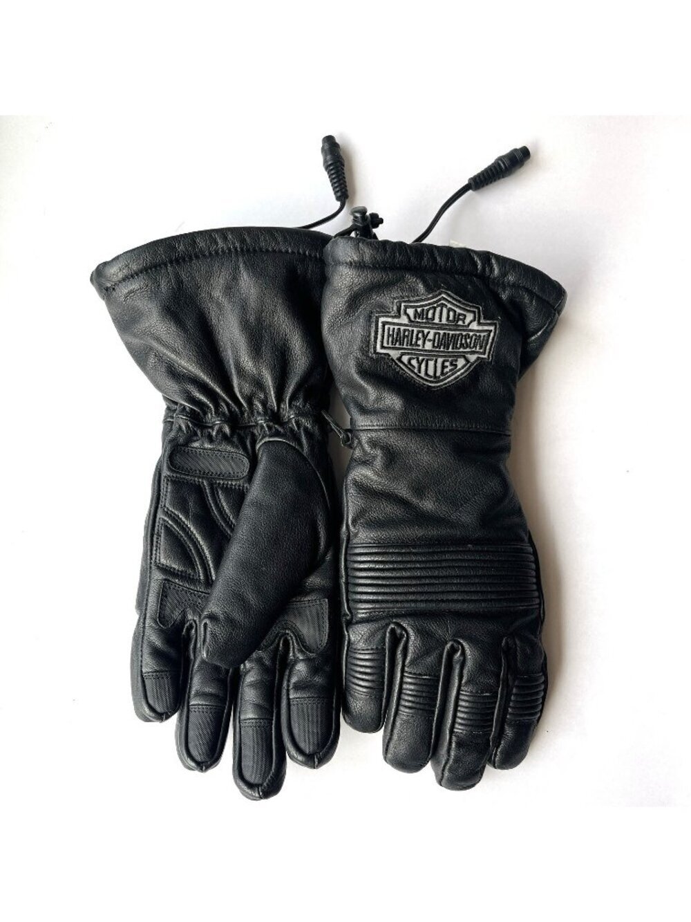 Harley Davidson XS Leather Gauntlet Electric Heated Motorcycle Gloves 12V READ